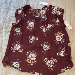 Floral One Pocket Blouse